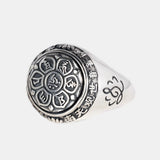 Real Solid 925 Sterling Silver Jewelry Vintage Buddha Six Words' Mantra Rings For Women And Men Bijouterie Fine